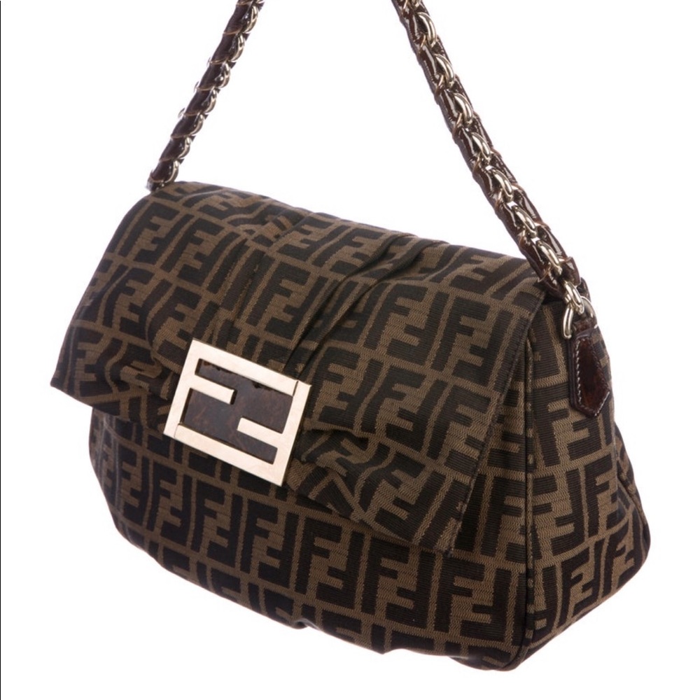 FENDI Mia Flap Bag Zucca Canvas - Brown